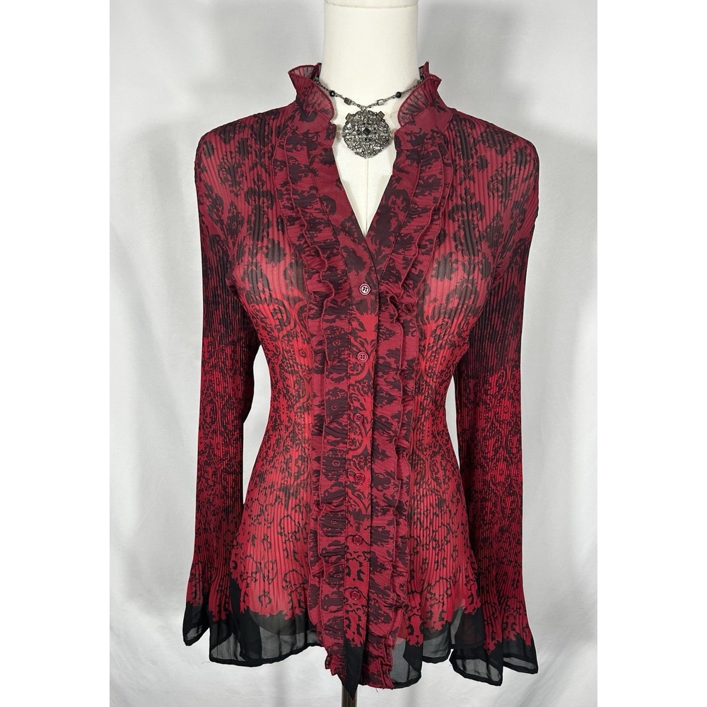 VTG Whimsigoth Sheer Button Up Top XL Victorian Gothic Renaissance Witchy Vamp